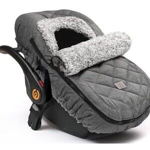 Acrabros Car Seat Baby Cover Fleece Lined Gray Zip off Peep Window Universal Fit